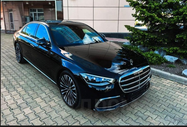 Executive cartoon Mercedes S-Class chauffeur transfer Vienna